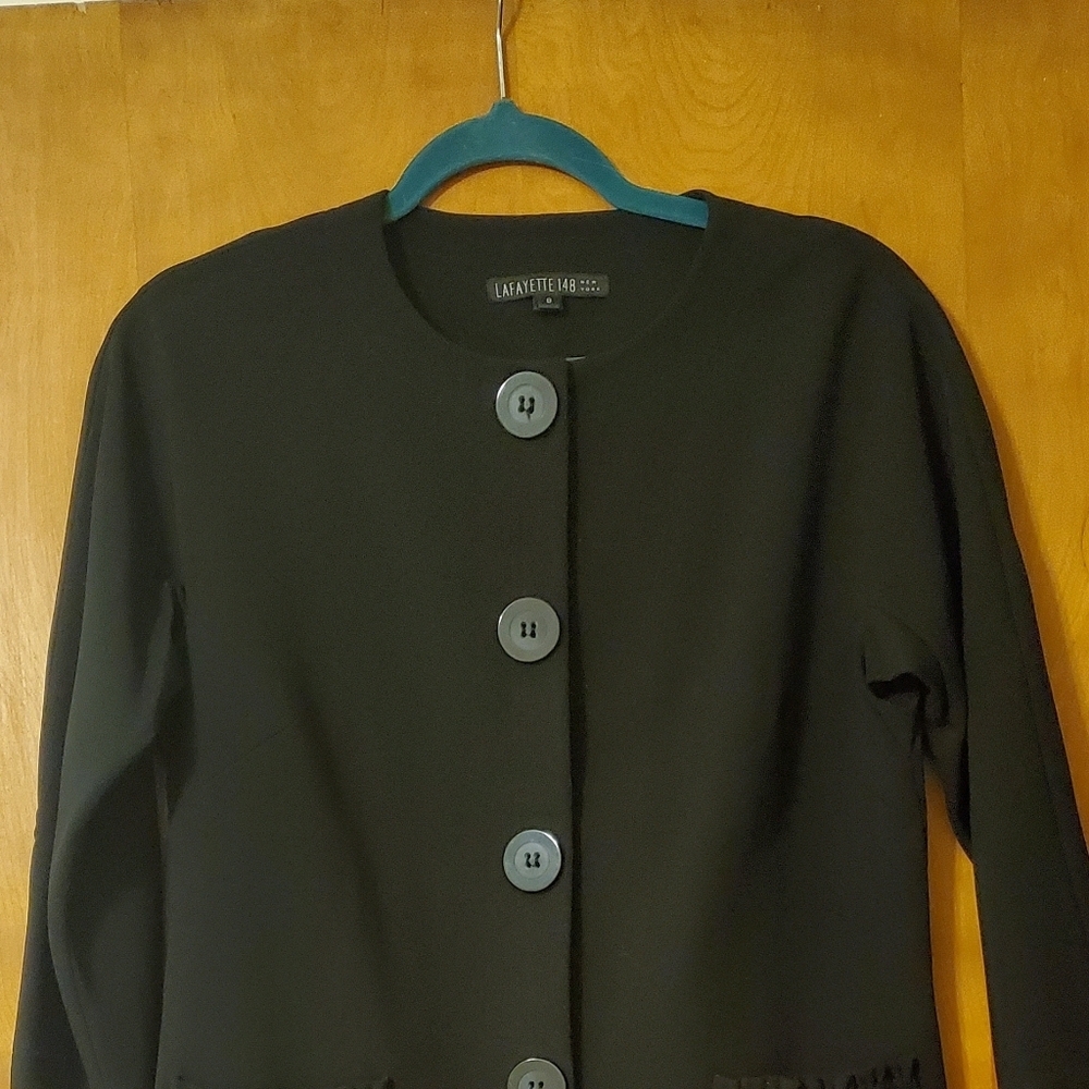 Lafayette 148 Black 3/4 Sleeve Blazer Jacket Size 8